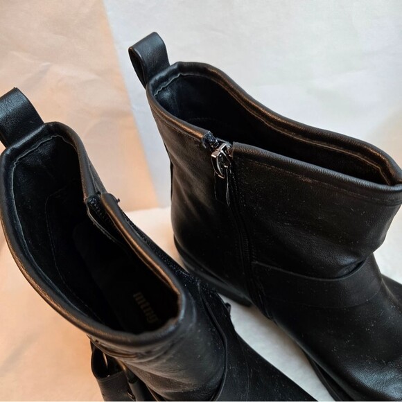 MTNG Tatum Boots Leather Textured Brand Logo Zip Closure Buckle Belt Size 37 - Picture 10 of 16